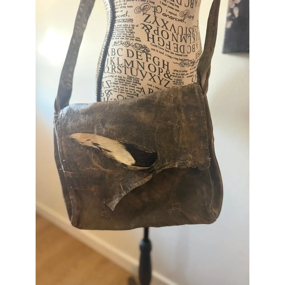 Handmade Distressed Leather Crossbody Bag